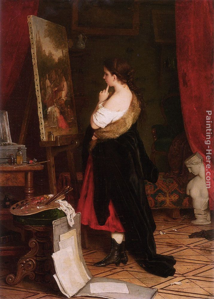 Admiring The Picture painting - Johann Georg Meyer von Bremen Admiring The Picture art painting